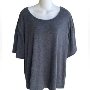 Comfort Code By Cuddl Duds Charcoal Grey T-shirt Flutter Sleeves Ladies Med New